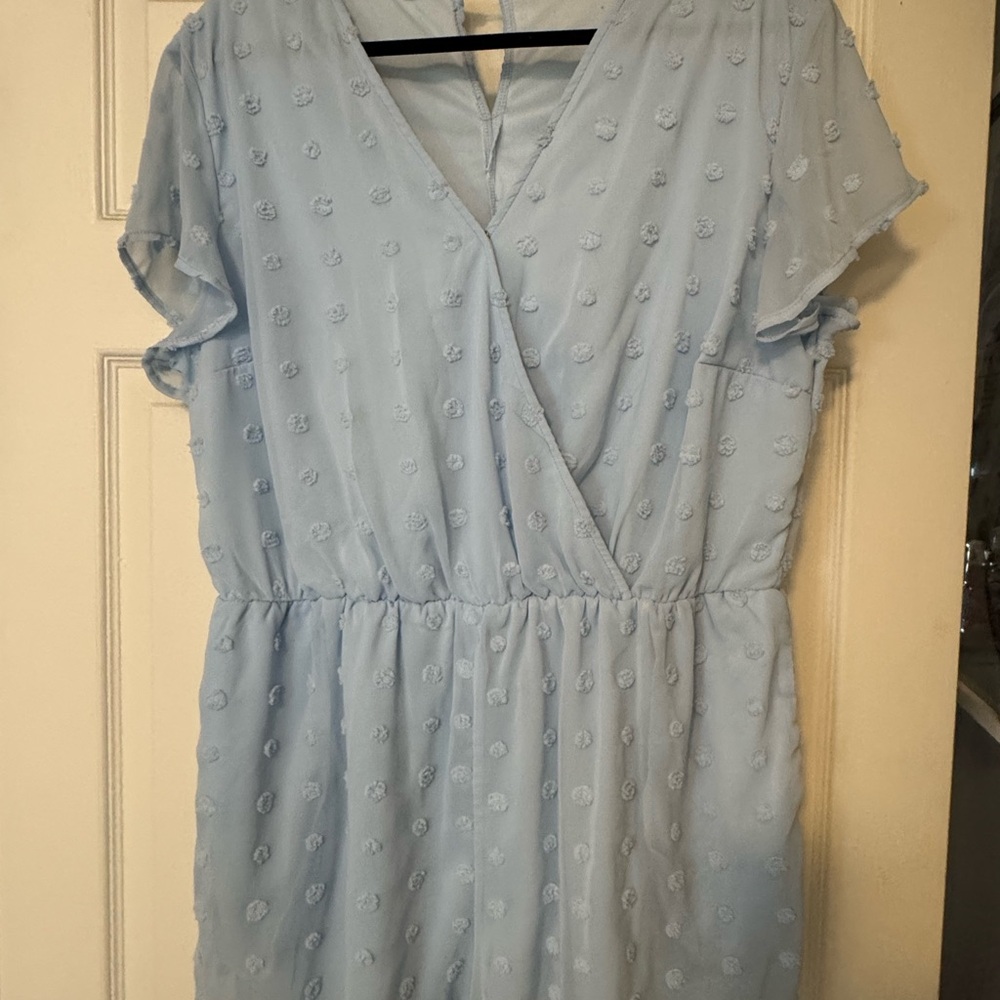 Light Blue V-Neck Romper